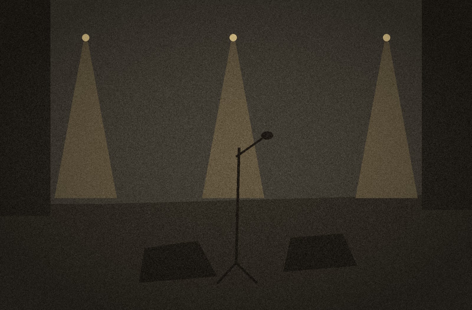 An empty stage under work lights before an event